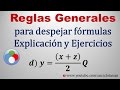 Reglas para despejar formulas- Explicación y Ejercicios