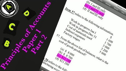 Principles of Accounts Paper 1 - Part 2 | Multiple Choice