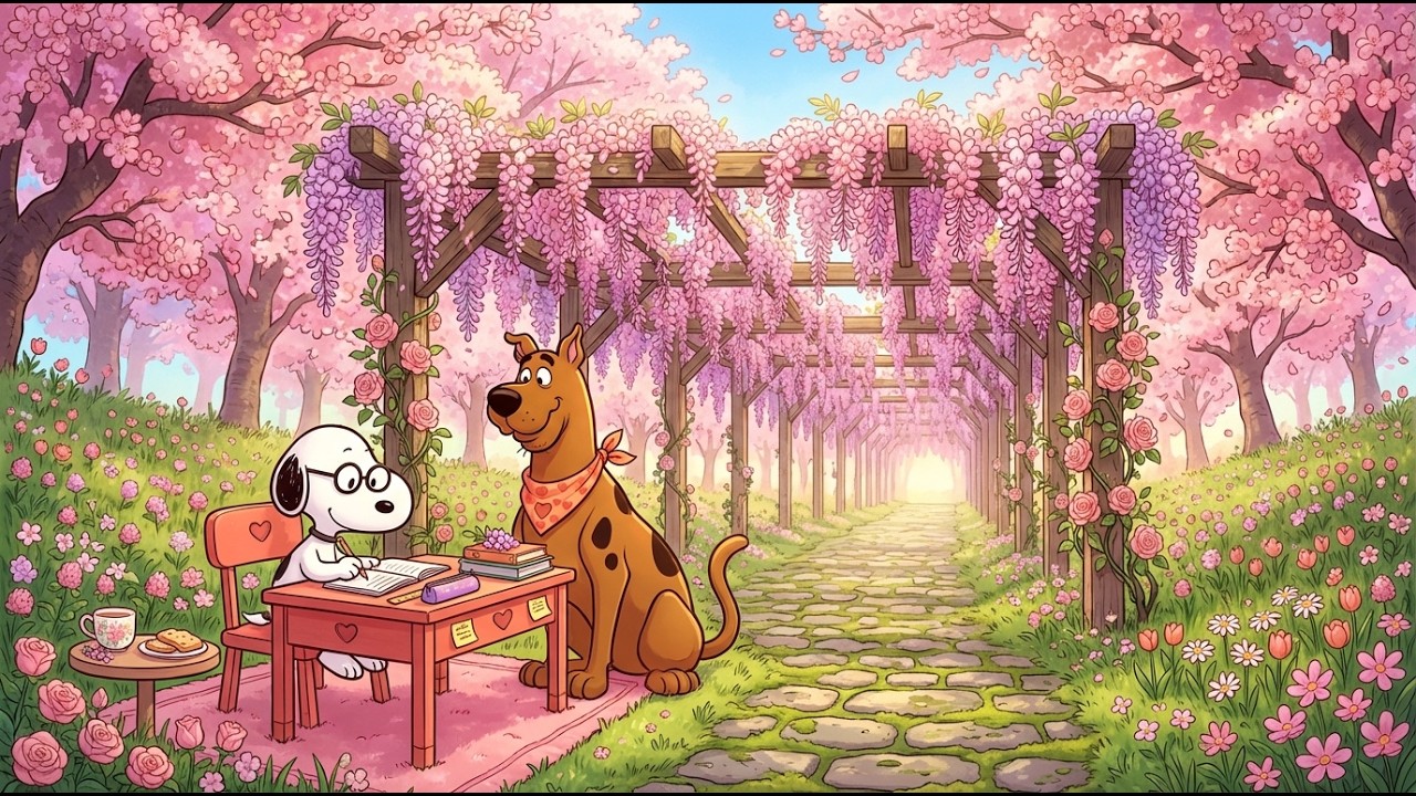 Snoopy’s Wisteria Garden Study Path 🌸 Smooth Jazz for Study When You’re Tired but Deadlines Aren’t 🌿