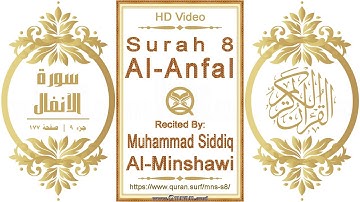 سورة ٠٠٨ الأنفال | القارئ: محمد صديق المنشاوي | نص يبرز فيديو عالي الدقة عن تلاوة القرآن الكريم