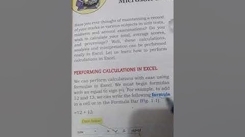 Class 7 Computer Chapter 1 Calculations in Microsoft Excel 2013 lecture 1