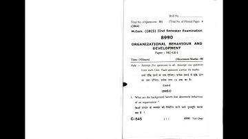 2. Organizational Behaviour and Development MC-GE-1 #june2024#hpuexams #mcom #oldquestionpapers