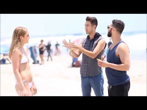Kissing prank on beach
