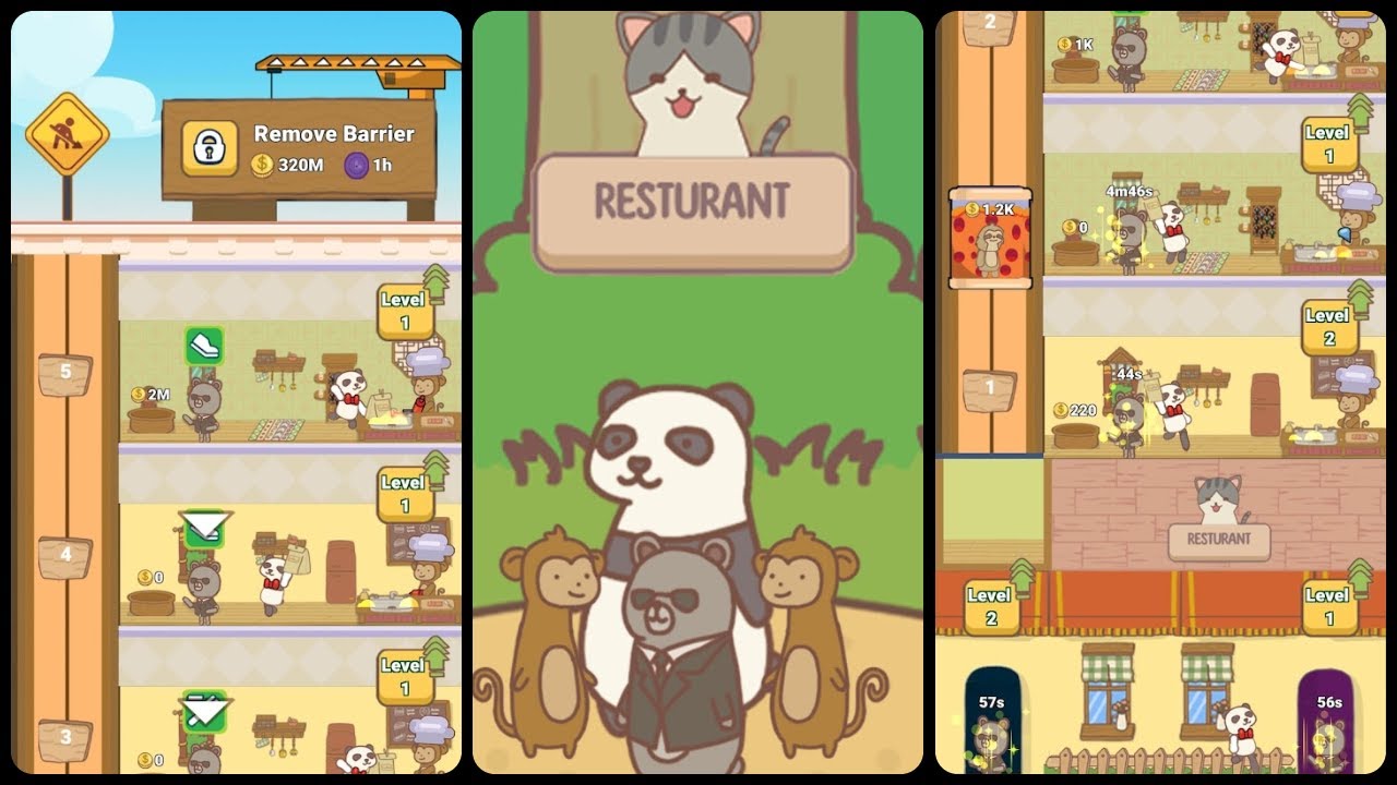 Animal restaurant idle tycoon Game — Mobile Game Gameplay Android