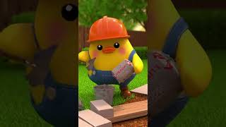 Adorable 3D Duckling Builds a Wall! #3DAnimation #CuteDuck #BuildingAdventure