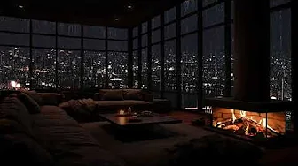 Urban Night bliss: Rain on the Window, and Fireplace Sounds for Deep Sleep 🌧️🔥