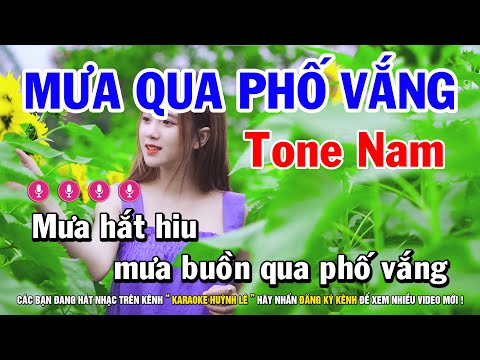 Karaoke Mưa Qua Phố Vắng - Tone Nam Dm || Nhạc Sống Huỳnh Lê