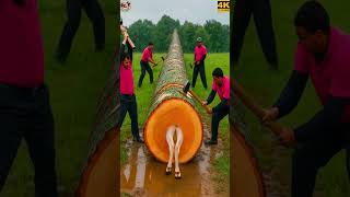 White Cow Rescue From Giant Log Emotional Animal Rescue