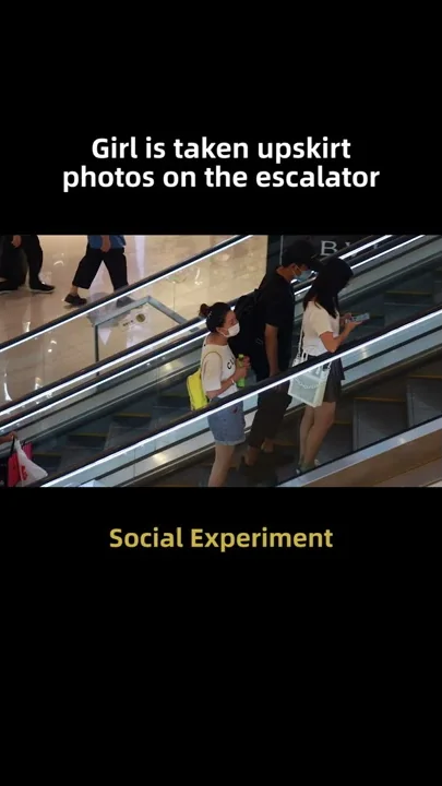 When Young Man Takes Upskirt Photos on Escalator (Social Experiment) 当小伙在自动扶梯上偷拍女生裙底... #Shorts