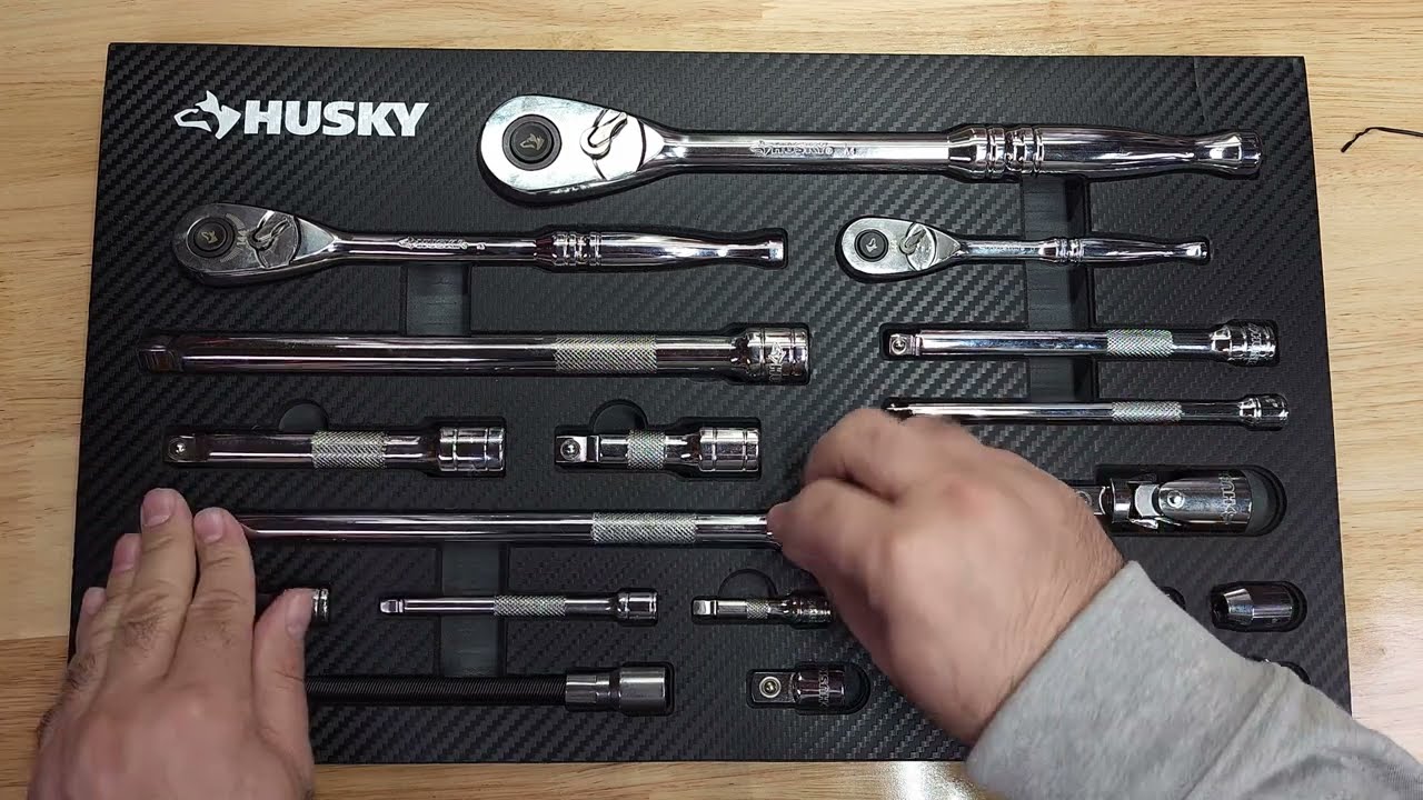 Husky 70-Piece Mechanic Tool Set – 1/4" & 3/8" Drive 72-Tooth Ratchets, EVA Foam Tray, SAE/Metric, Hex & Torx Bits 3 thumbnail image