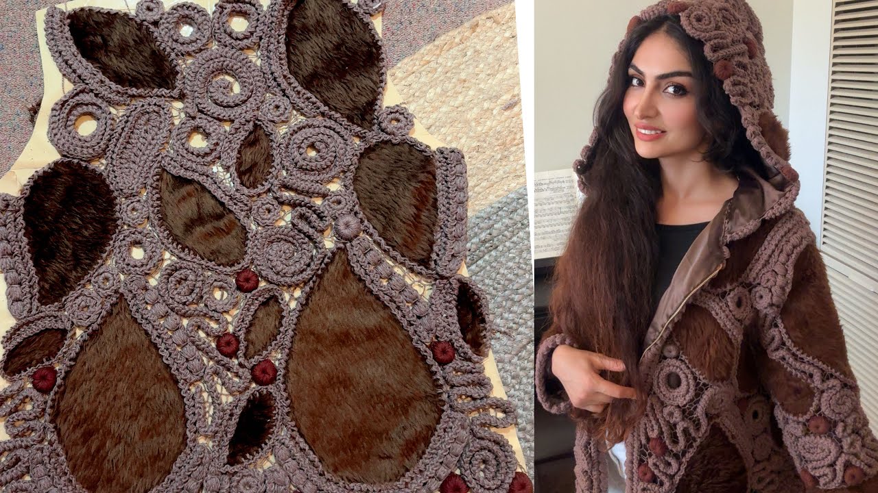#crochet  Irish fur coat part 5 #قلاببافی  کت خز ایرلندی اتصال اپلیکه  پارت پنجم
