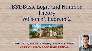 BS1:Basic Logic and Number Theory : Wilson’s Theorem 2