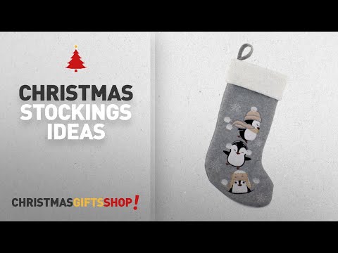 Top Christmas Stockings Kids: BambooMN 1 Pc Set 18" Classic Hand Embroidered Sequined Cute Animal