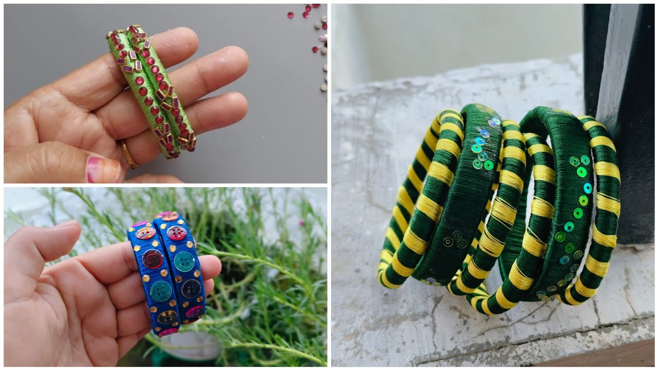 3 Handmade Silk Thread Bangles, Simple &Stylish.
