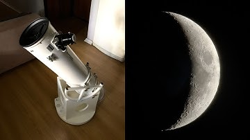 View of Crescent Moon through my 8" Dobsonian Telescope!