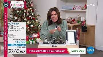 MyKronoz ZeTime 44mm Hybrid Black Silicone Band Smartwat...