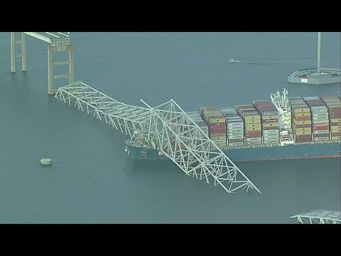 Watch Live: Aerial view of Francis Scott Key Bridge in Baltimore after its collapse