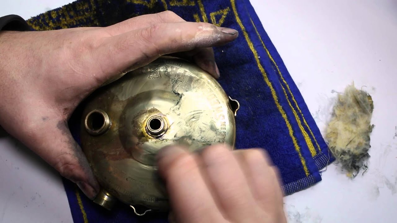 Polishing an old brass stove, ASMR, no talking