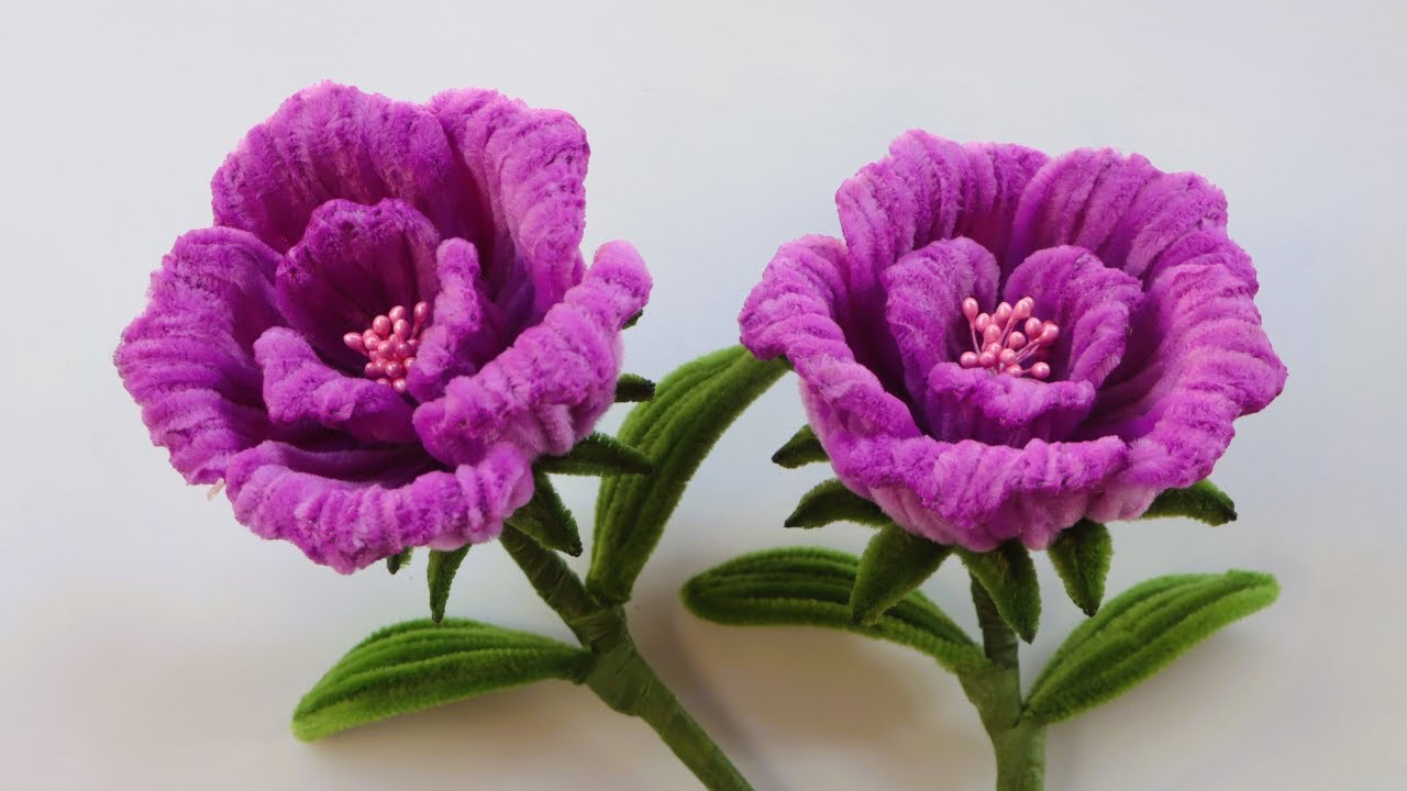 Pipe Cleaner Flowers Crafts / How To Make Beautiful Flower Pipe Cleaner/ Fuzzy Wire Flower Tutorial