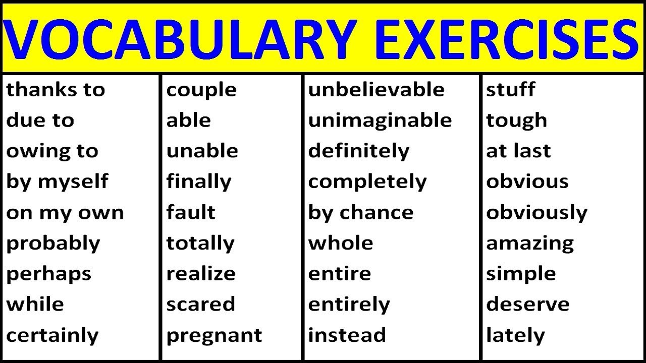  ENGLISH  VOCABULARY EXERCISES VOCABULARY WORDS  ENGLISH  