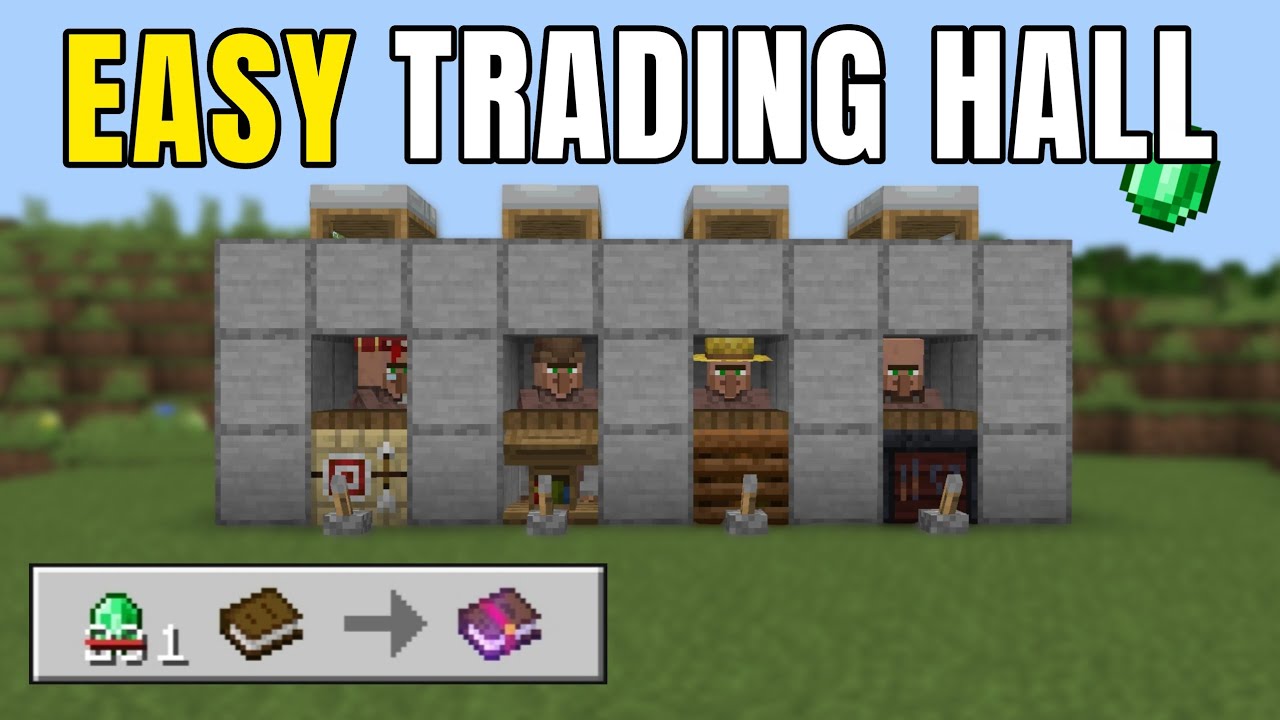 Easiest Villager Trading Hall in Minecraft Bedrock 1.21 - YouTube