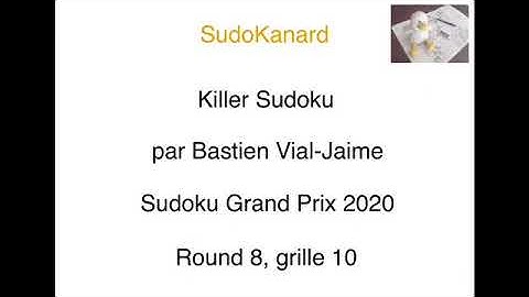 Killer Sudoku, par Bastien Vial-Jaime (Sudoku Grand Prix 2020, round 8, grille 10)