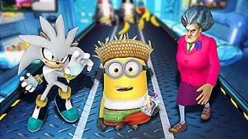 Sonic Dash vs Minion Rush vs Scary Runner Teacher Gameplay