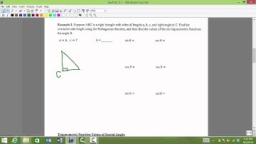 MATH 1316 Section 2.1: Right Triangle Based Definitions of the Trig. Functions
