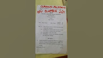 # HPU Msc Math Previous Year Question Paper of Classical Mechanics December 2024 #hpuexams #maths #