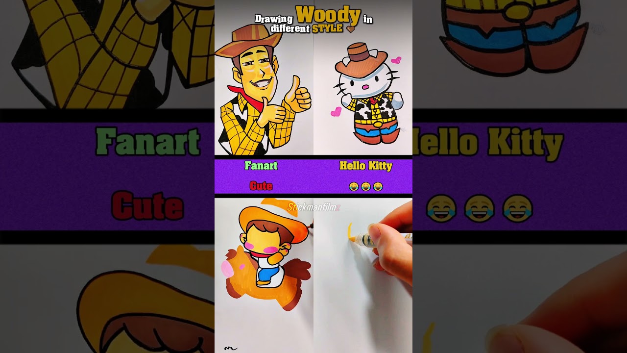 Drawing Woody in different STYLE 🤠🤎 #drawing #howtodraw #art