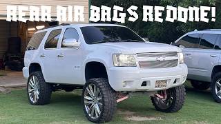 TAHOE ON 6s AND 7s GETS REAR AIR BAGS REDONE! | 4 VALVE SETUP WITH 1/2" LINE!