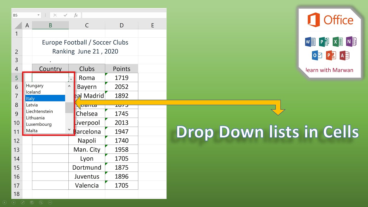 Excel Drop Down List From Multiple Sheets