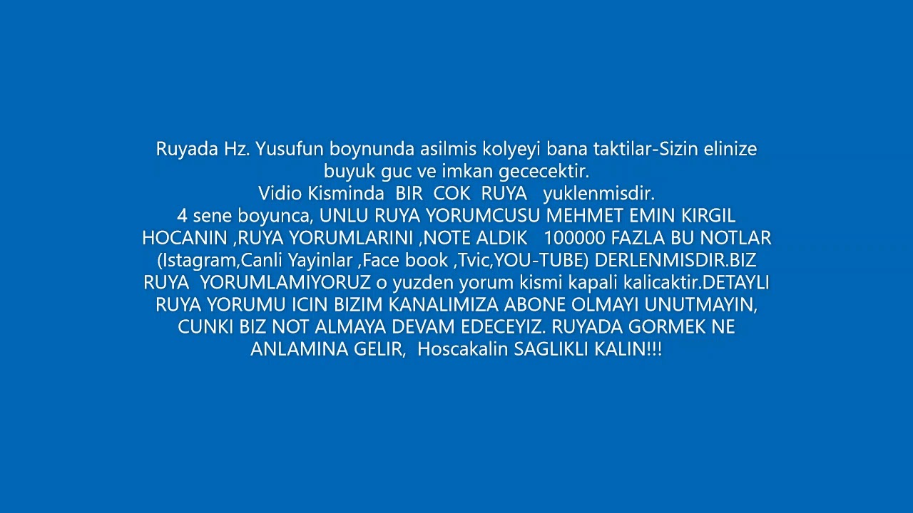 Ruyada Hz .Yusuf gormek. - YouTube