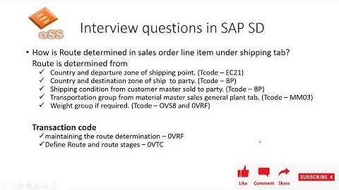 Route determination in SAP SD S4 HANA
