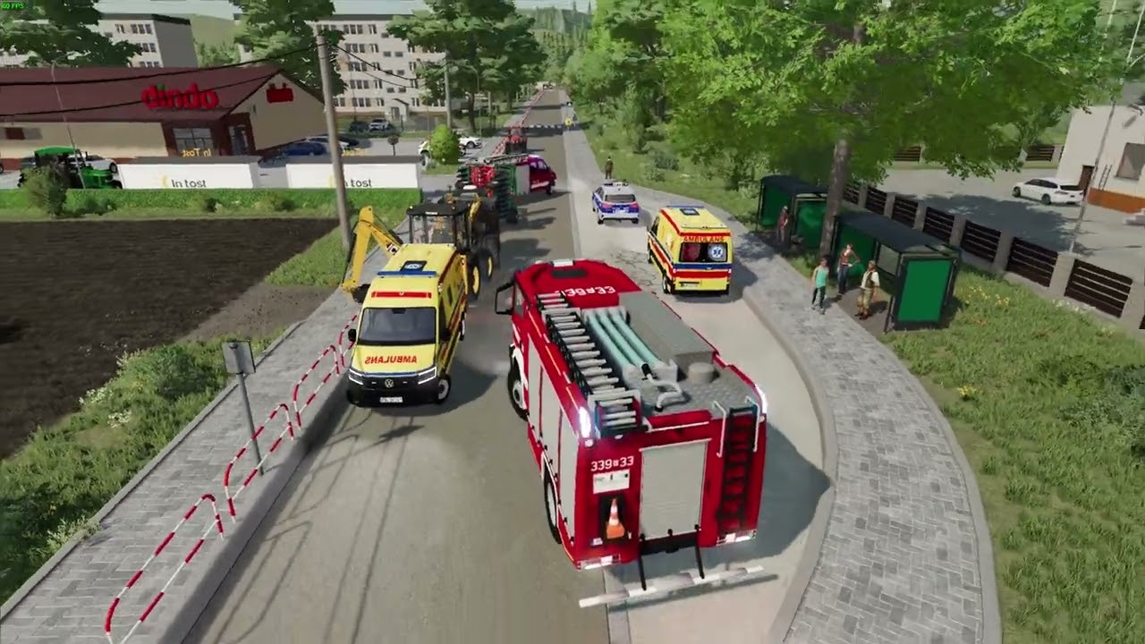 [FS22] Wypadek koparki z ciągnikiem oraz fałszywy pożar traw . Alarmowe OSP#23