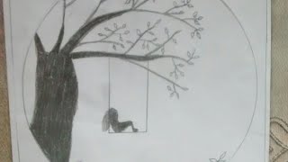 How to draw alone girl Swing // pencil shading //yashvi art and craft