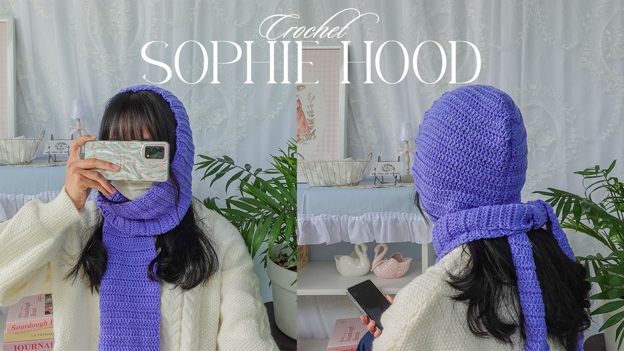 Crochet Sophie Hood💜Hướng dẫn móc mũ trùm đầu liền khăn choàng kiểu cơ bản siêu dễ làm💜Vyvascrochet