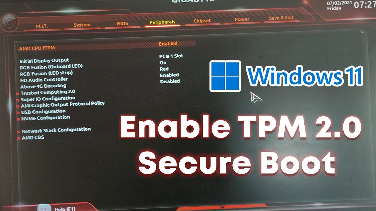 How to Enable TPM 2.0 & Secure Boot on GIGABYTE X370 Motherboard | How To