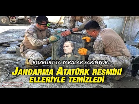 Bozkurt'ta yaralar sarılıyor: Jandarma Atatürk resmini elleriyle temizledi