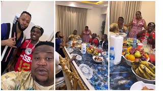 Flavour and Zltan ,seen having dinner at Cubana Chief priest's mansion.