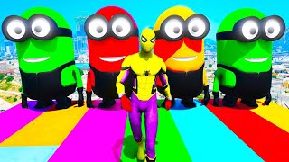 Gta 5 Epic Ragdolls Green Spiderman Vs Red Minion Vs Green Minion (Physics & Funny Fails)