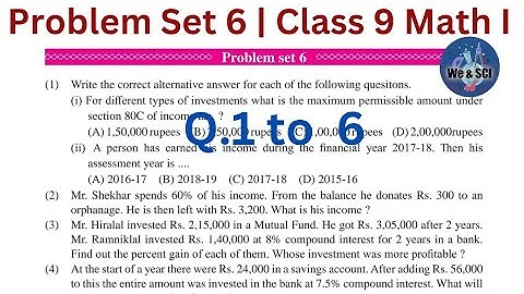Problem Set 6 | Q.1 to 6 | L.6 Financial Planning | 9th Math I Std 9 Algebra