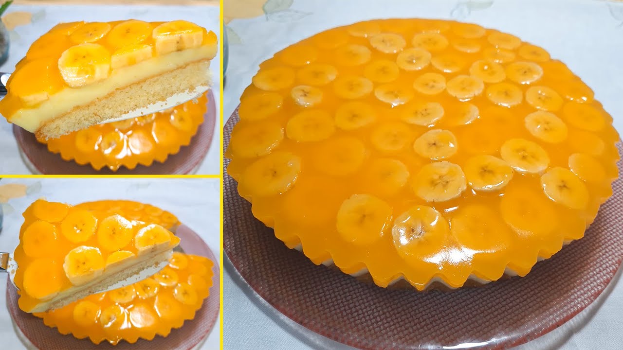 كيكة الموز والبرتقال 🍌🍊طبقات باردة سهلة وسريعة التحضير من أروع ما ستتذوقين 😋