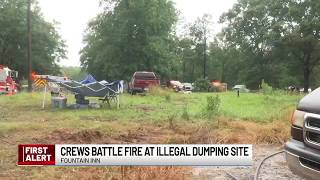 Crews battle fire at illegal dump site in Fountain Inn