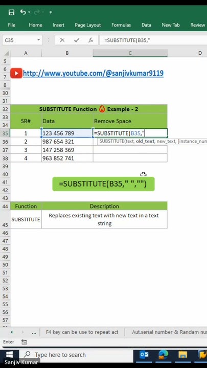 SUBSTITUTE Function Example - 2|#substitute#excel #excelfunctions# ...