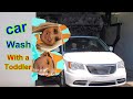 Blippi dressed Toddler baby drive thru CAR WASH 4K GOING THROUGH A CAR WASH WITH MOMMY | Jonathan's