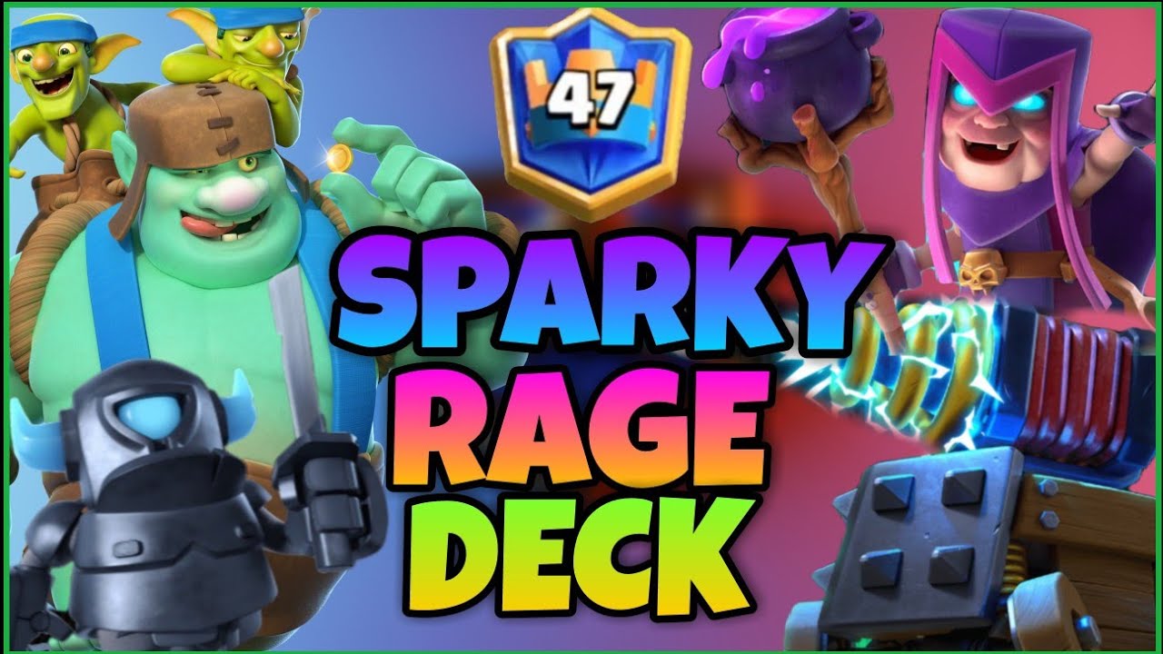 TOP 50 LADDER W/ GOBLIN GIANT SPARKY RAGE DECK CLASH ROYALE YouTube