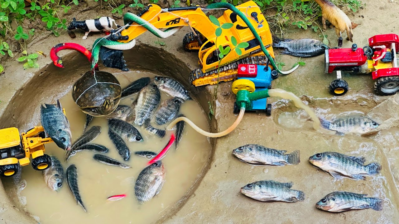Catch fish using mini water pump | fishing exciting | diy tractor ...