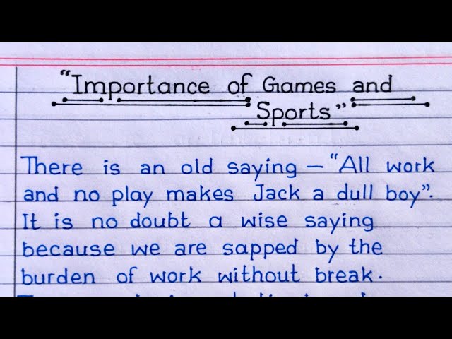 Essay on Importance of Sports and Games in English