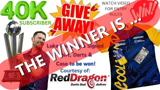 Red Dragon Luke Humphries Signed Shirt Case and Darts Winner is